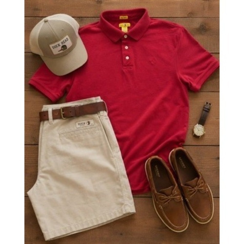 Vintage Duck Head Men's Red, Cotton, Short Sleeve Polo Shirt, Size Large
